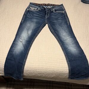 Rock Revival Men's Dark Blue Bootcut Jeans